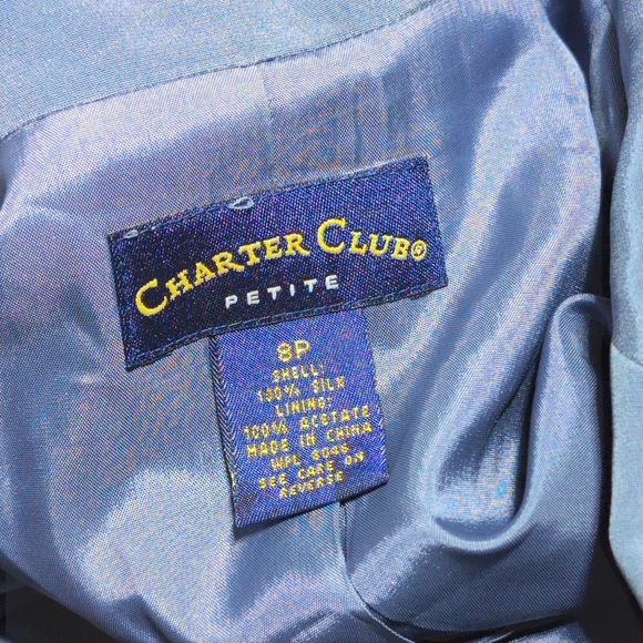 Y2K Silk Charter Club Sz 8P Women's Blue Suit - Picture 6 of 8